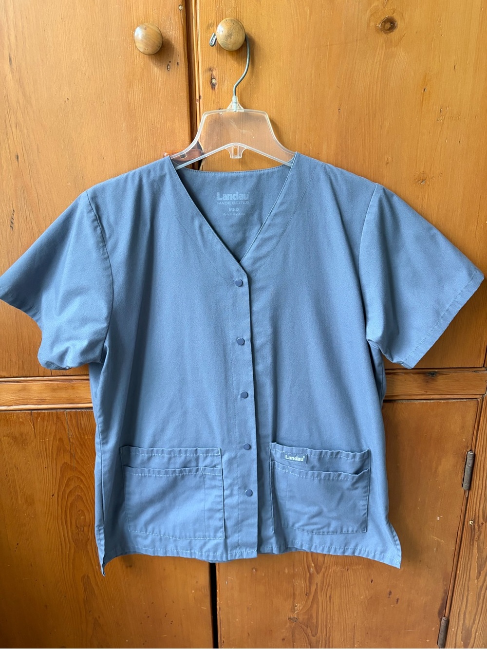 Landau Snap-Front Scrub Top in Gray